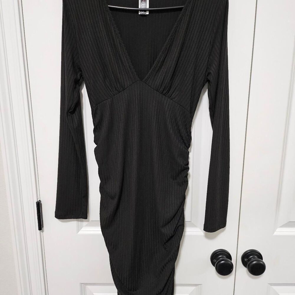 NWT Dodo Women's Sexy Ribbed Bodycon Dress, Black, Size Large, New w/Tag